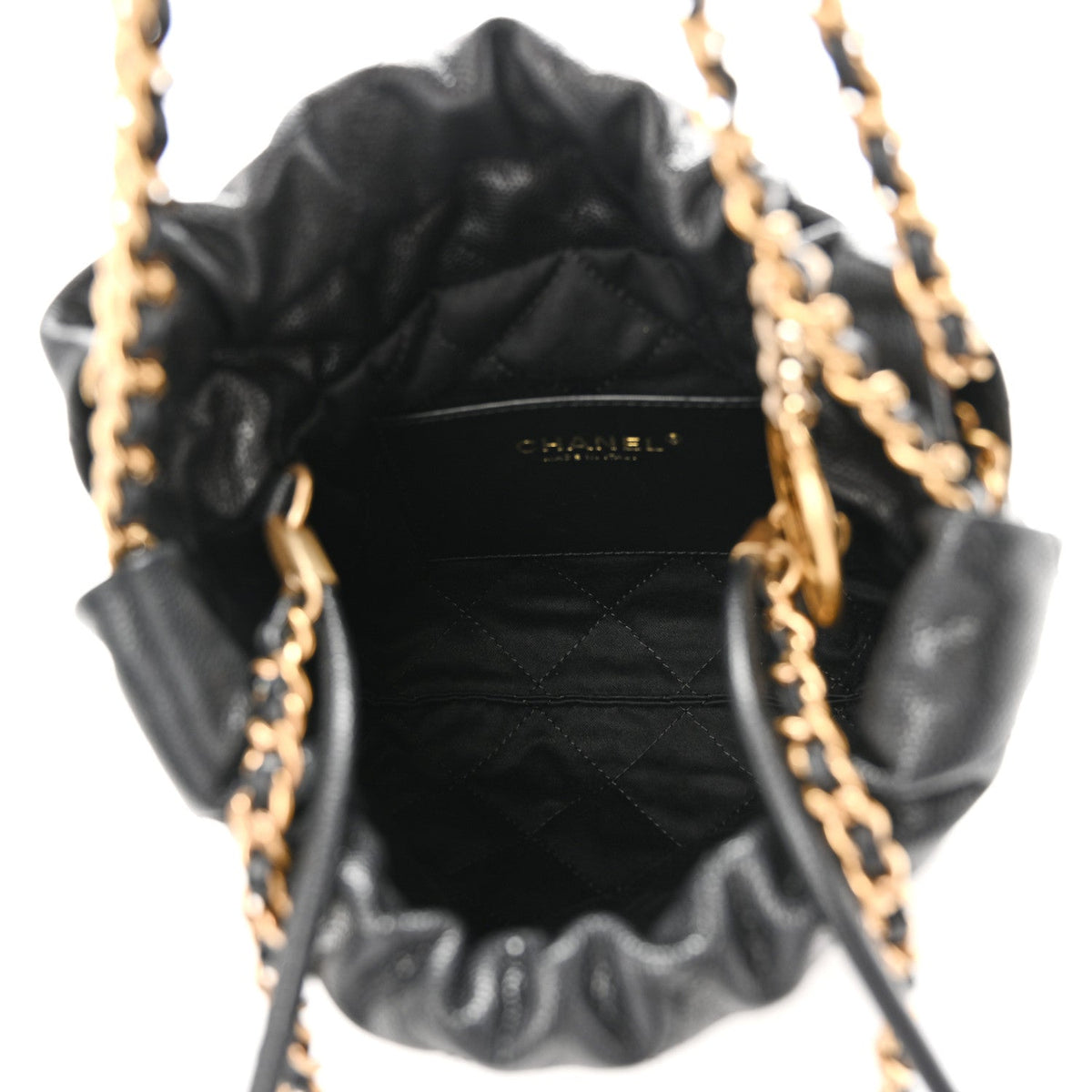 Mini Quilted Caviar Handbag - Black