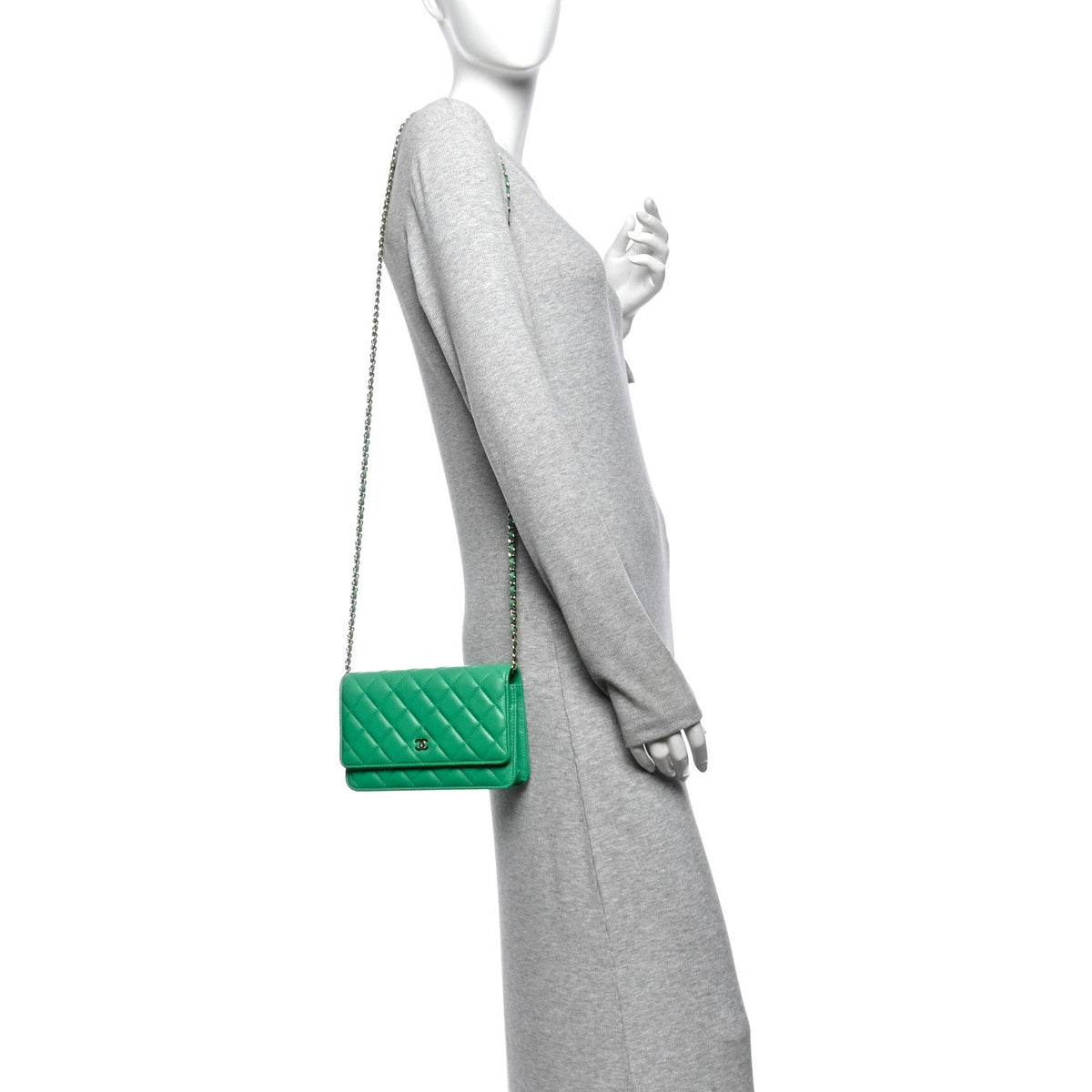 Quilted Lambskin Wallet Bag - Green