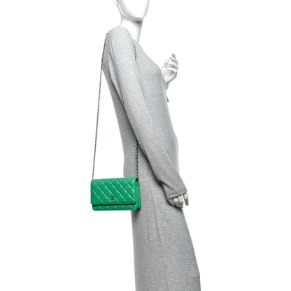 Quilted Lambskin Wallet Bag - Green