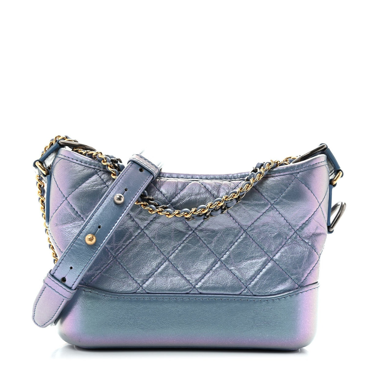 Small Quilted Calfskin Hobo Bag - Blue