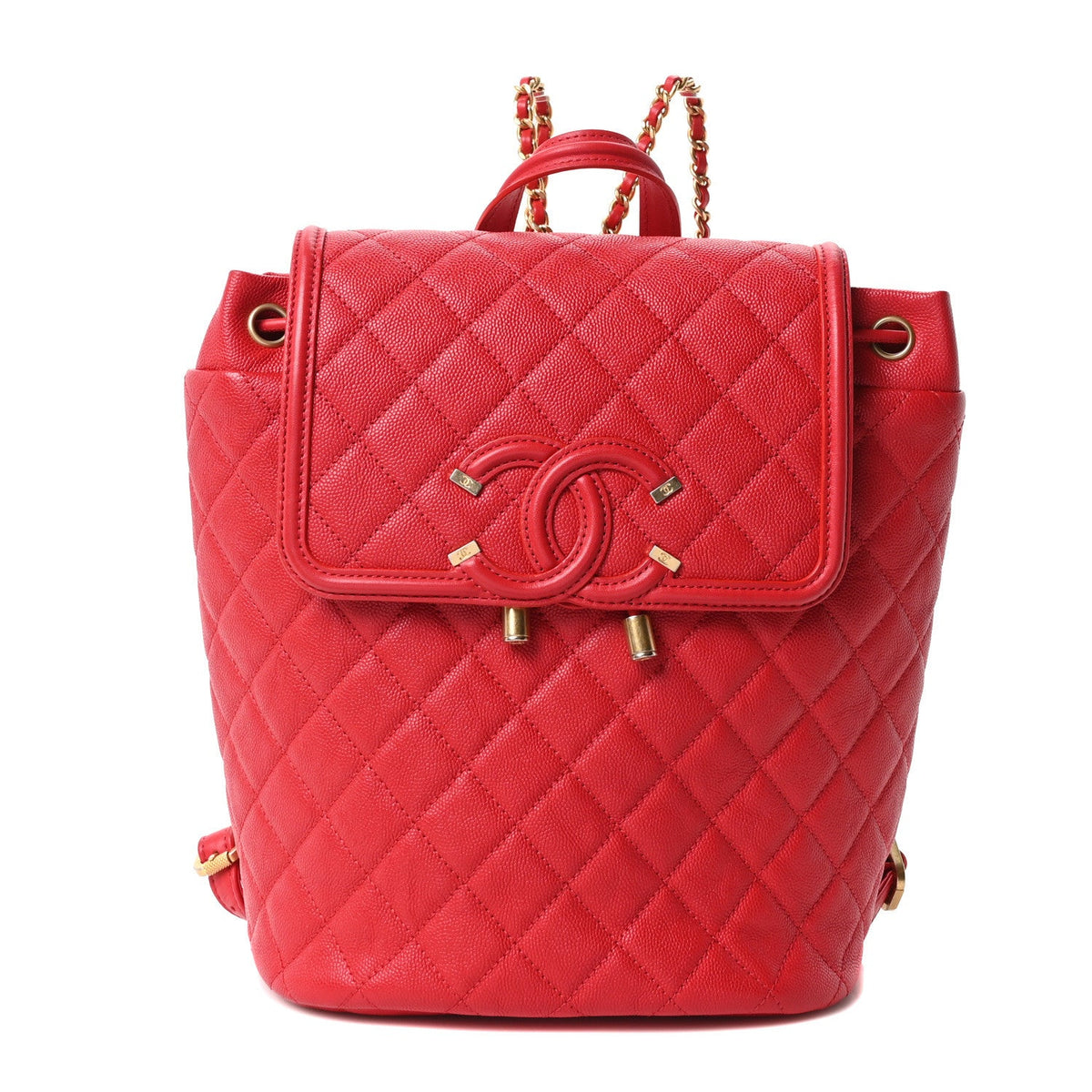 Quilted Caviar Backpack - Red