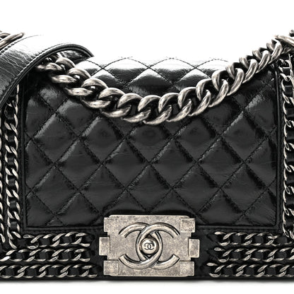Small Quilted Calfskin Flap Shoulder Bag - Black