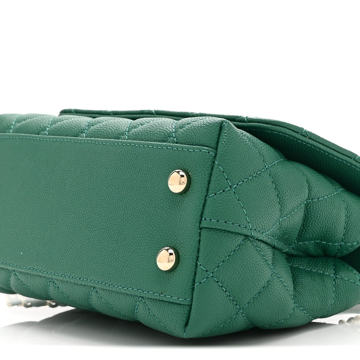 Mini Quilted Caviar Flap Shoulder Bag - Green