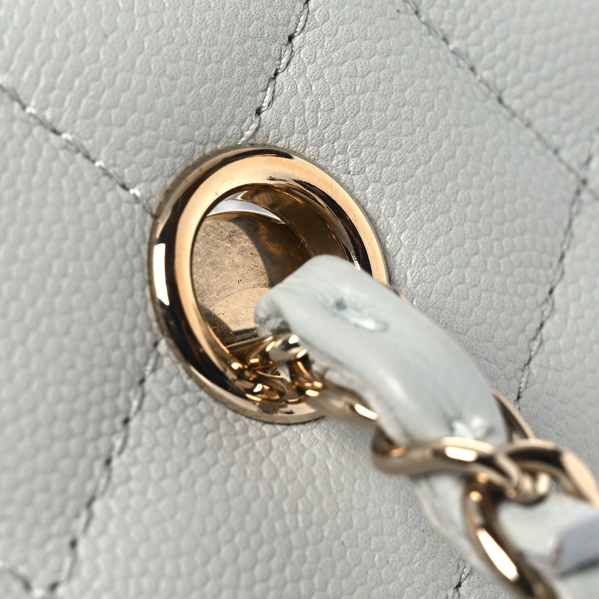 Small Quilted Caviar Tote Bag - Grey
