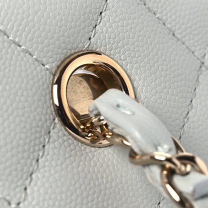 Small Quilted Caviar Tote Bag - Grey