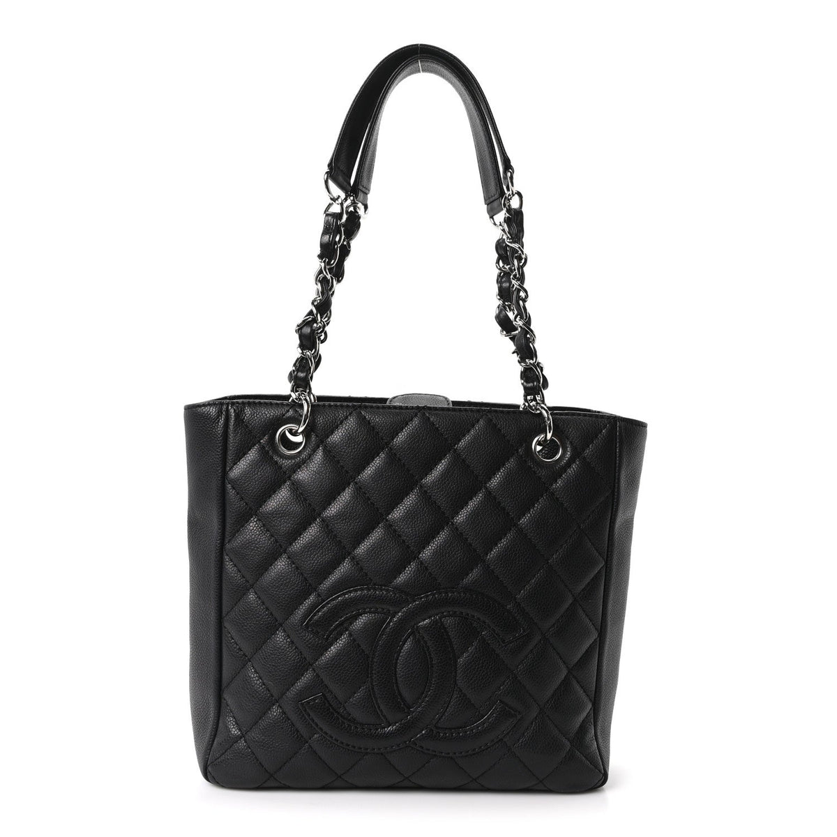 Quilted Caviar Tote Bag - Black