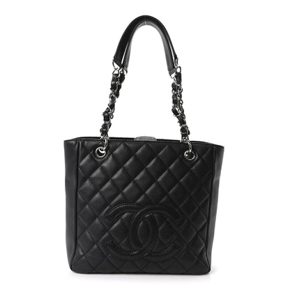 Quilted Caviar Tote Bag - Black