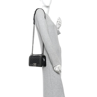 Small Quilted Calfskin Flap Shoulder Bag - Black