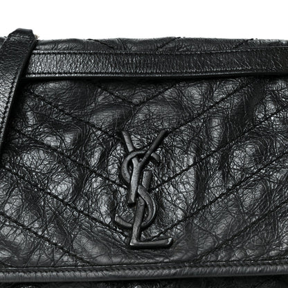 Medium Calfskin Satchel Bag - Black