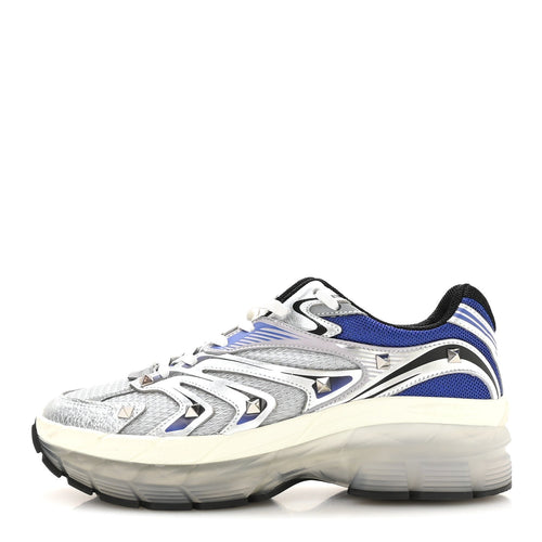 Garavanimesh Calfskin Rockstud Platform Sneakers Silver Multicolor