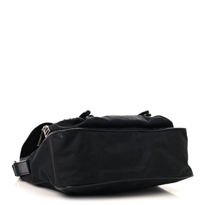 Nylon Flap Shoulder Bag - Black