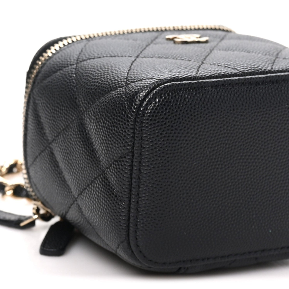 Mini Quilted Caviar Handbag - Black