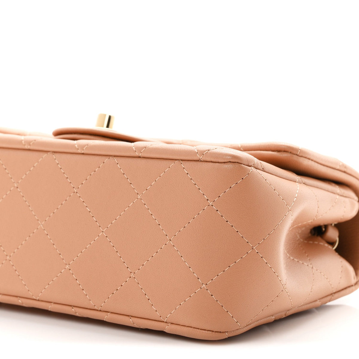 Mini Quilted Lambskin Flap Shoulder Bag - Tan