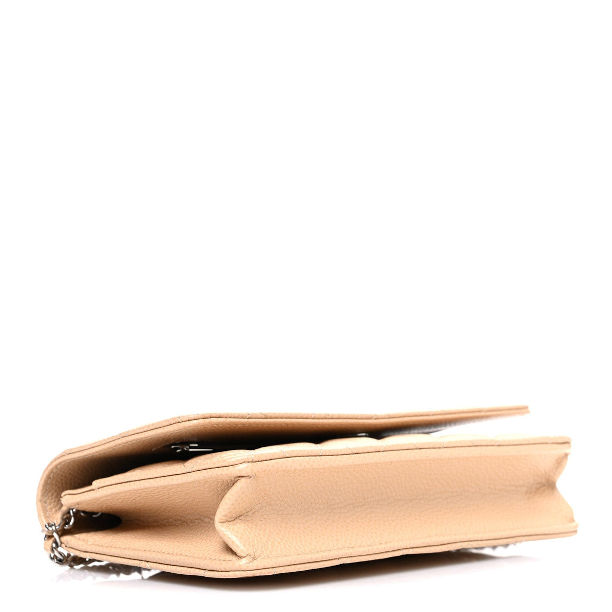 Quilted Caviar Wallet Bag - Beige