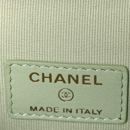 Small Quilted Caviar Handbag - Light Green