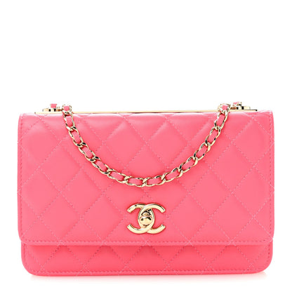 Quilted Lambskin Wallet Bag - Pink