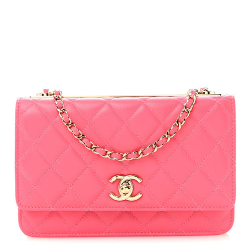 Quilted Lambskin Wallet Bag - Pink