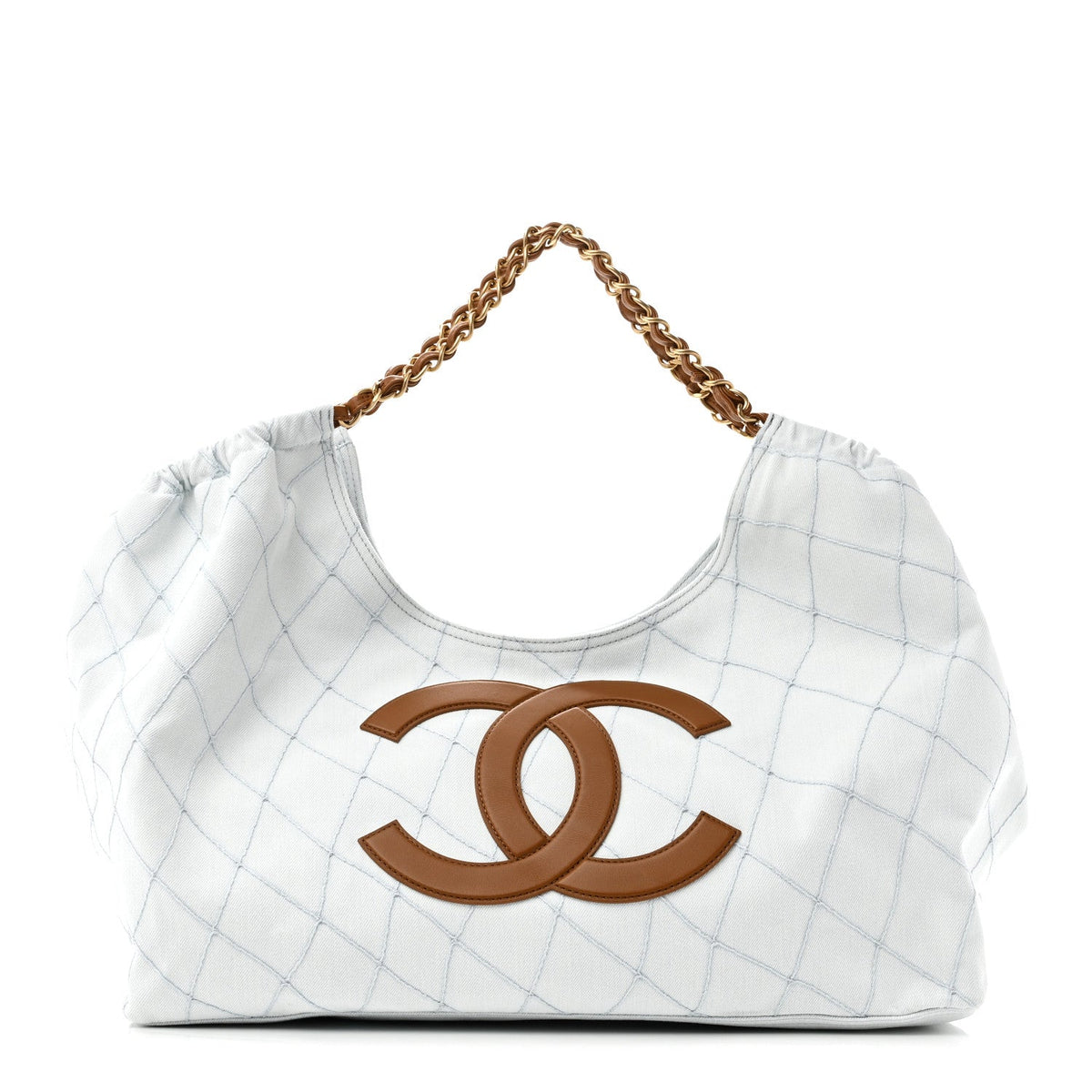 Small Quilted Calfskin Tote Bag - Light Blue