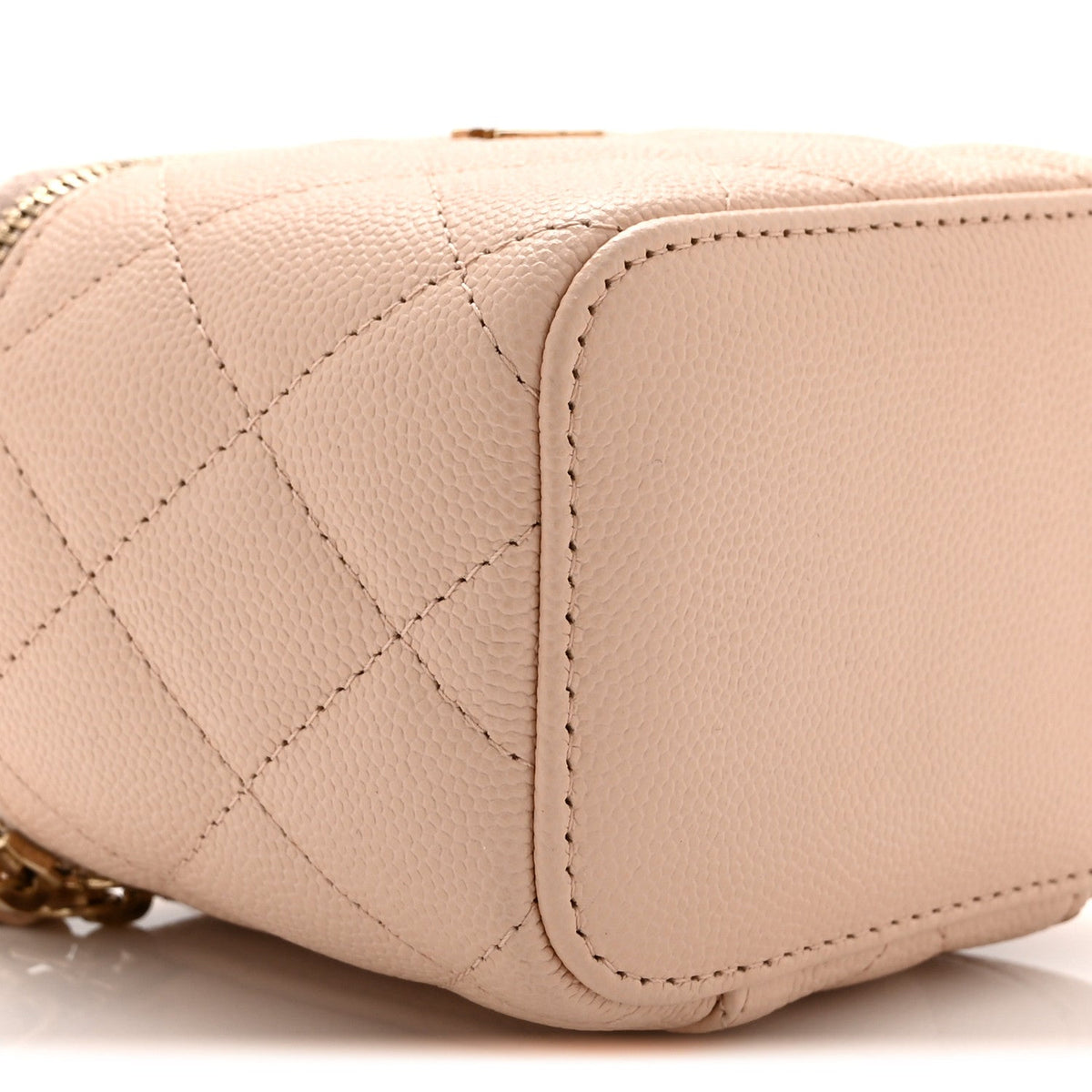 Mini Quilted Caviar Handbag - Beige