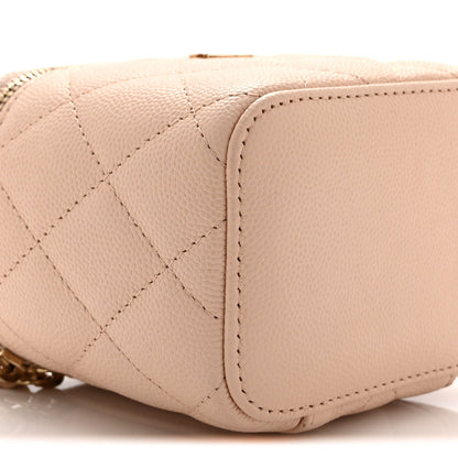 Mini Quilted Caviar Handbag - Beige