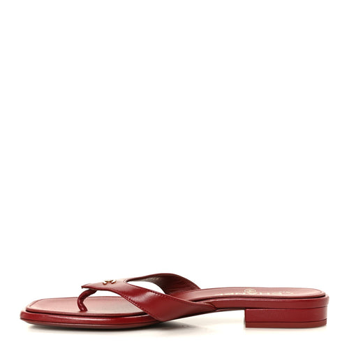 Lambskin CC Thong Sandals Burgundy