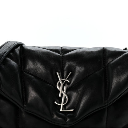 Quilted Lambskin Satchel Bag - Black