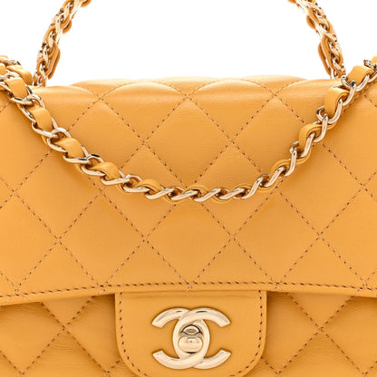Medium Quilted Lambskin Flap Shoulder Bag - Tan