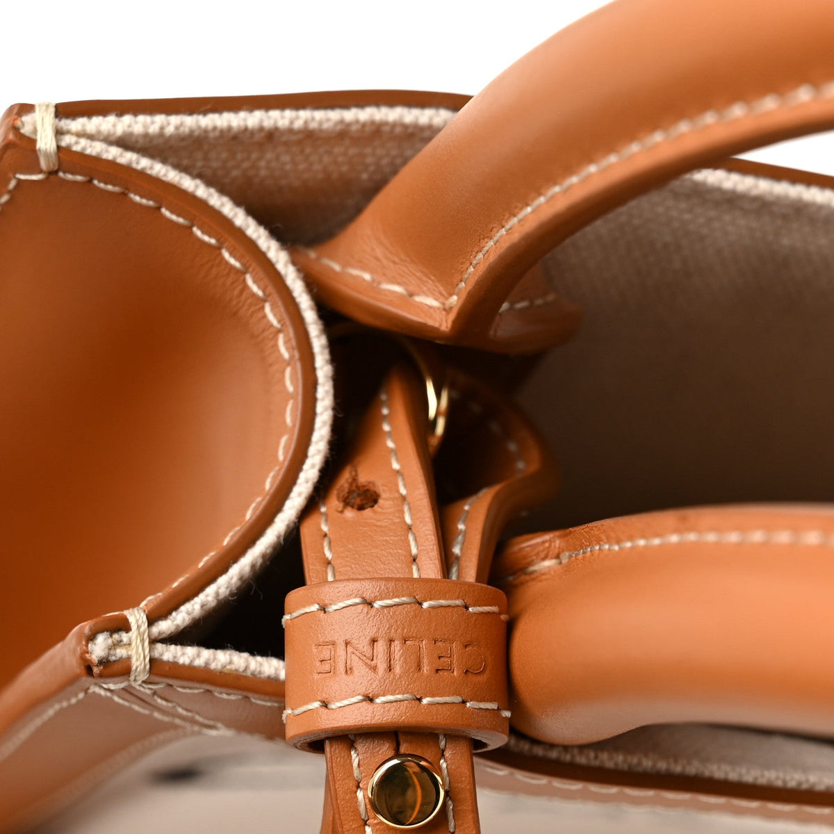 Mini Calfskin Canvas Handbag - Natural