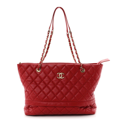 Quilted Caviar Tote Bag - Red