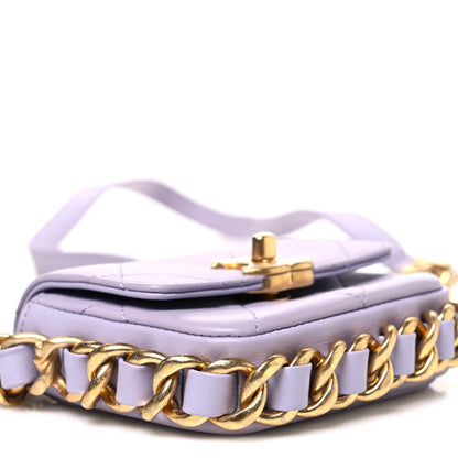 Mini Quilted Calfskin Handbag - Purple