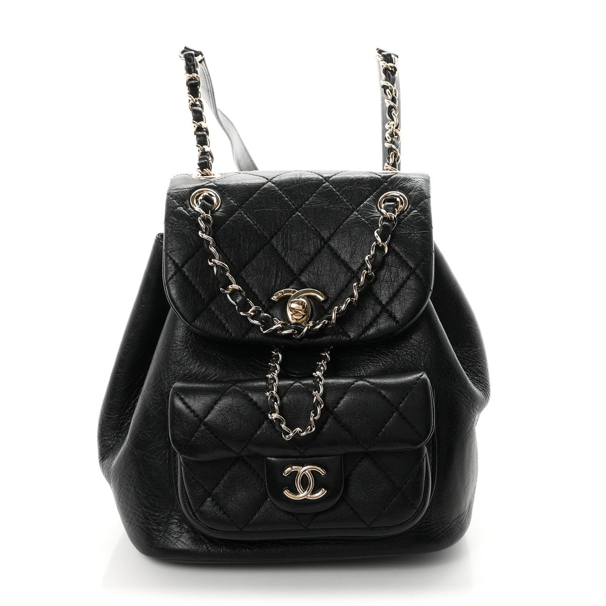 Small Quilted Calfskin Backpack - Black
