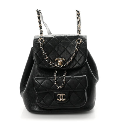 Small Quilted Calfskin Backpack - Black