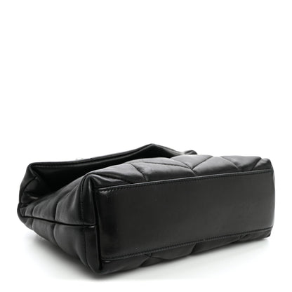 Quilted Lambskin Satchel Bag - Black