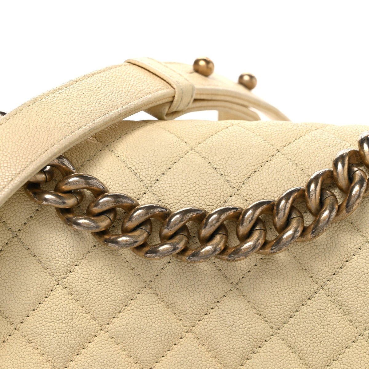 Small Quilted Caviar Flap Shoulder Bag - Yellow
