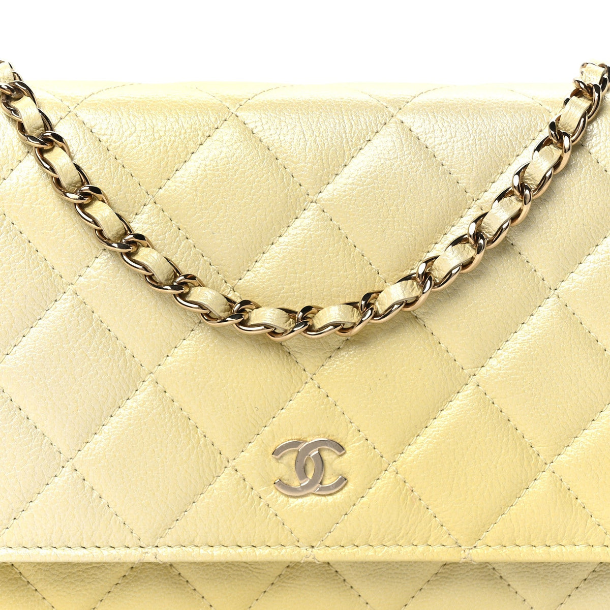 Quilted Goatskin Wallet Bag - Yellow