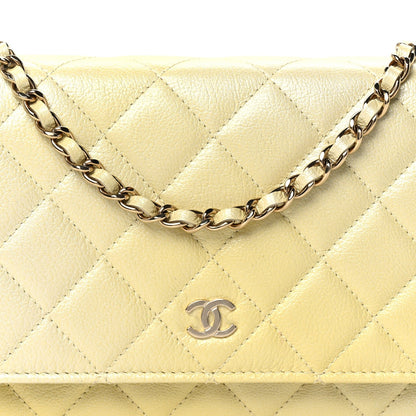 Quilted Goatskin Wallet Bag - Yellow