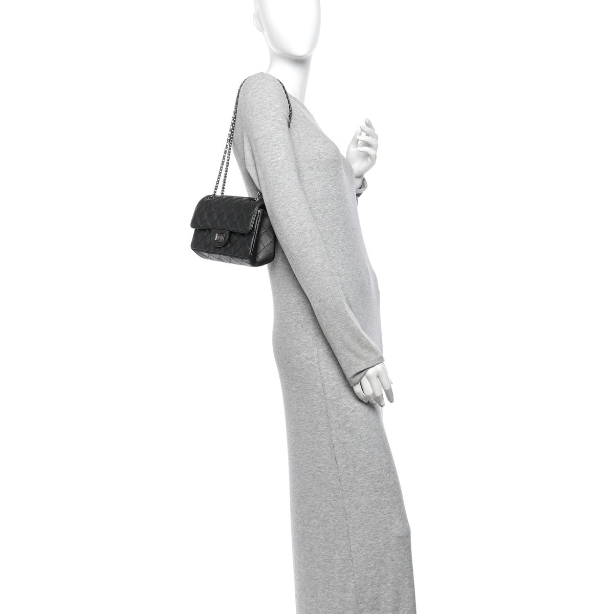 Mini Quilted Sheepskin Flap Shoulder Bag - Grey