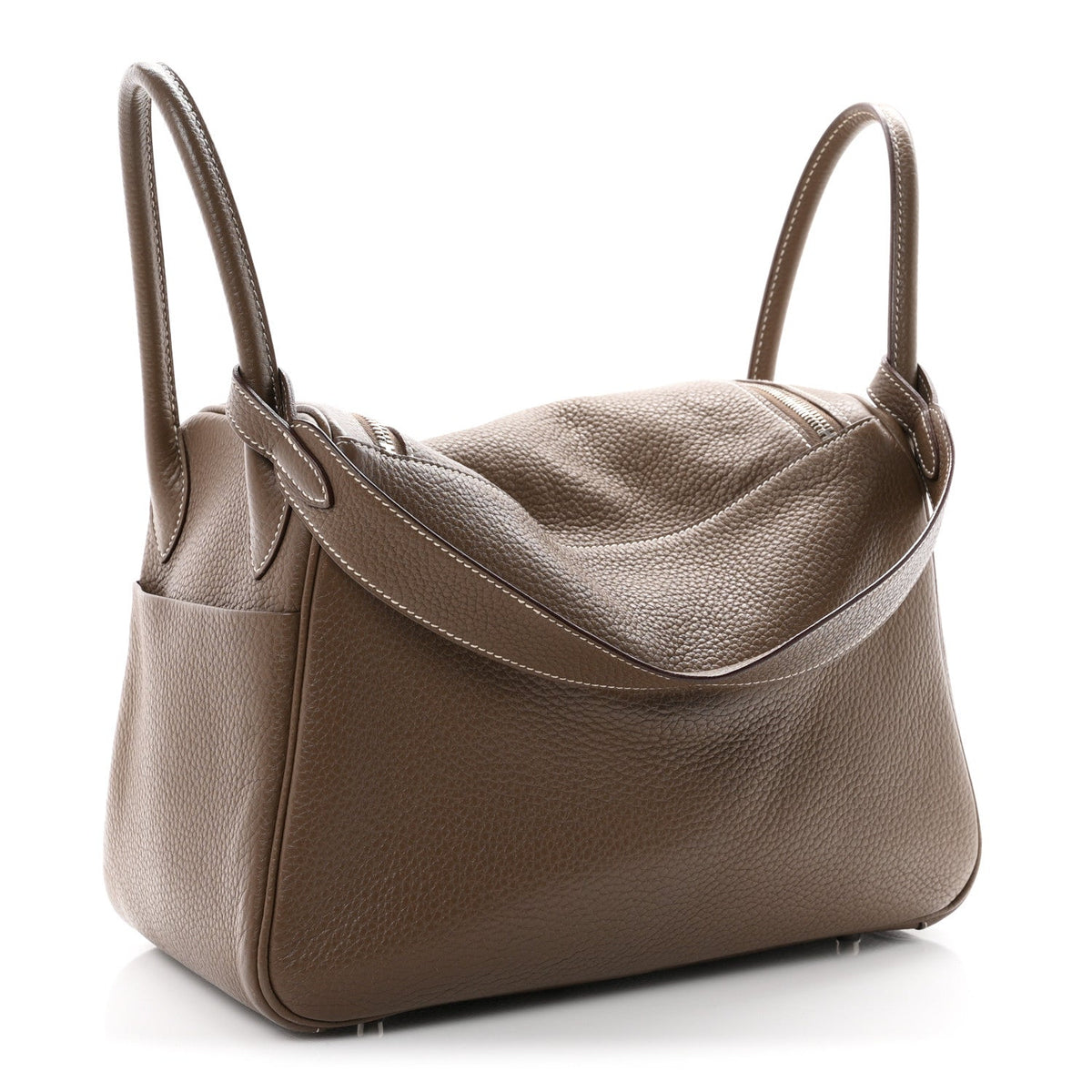 Taurillon Clemence Lindy 30 Etoupe Handbag