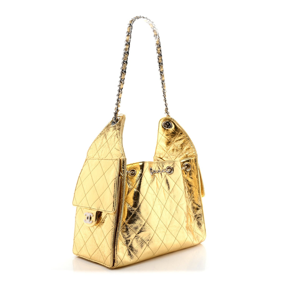 Small Quilted Calfskin Handbag - Gold