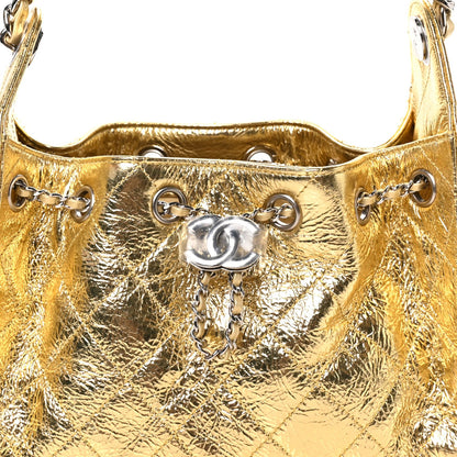 Mini Quilted Calfskin Handbag - Gold