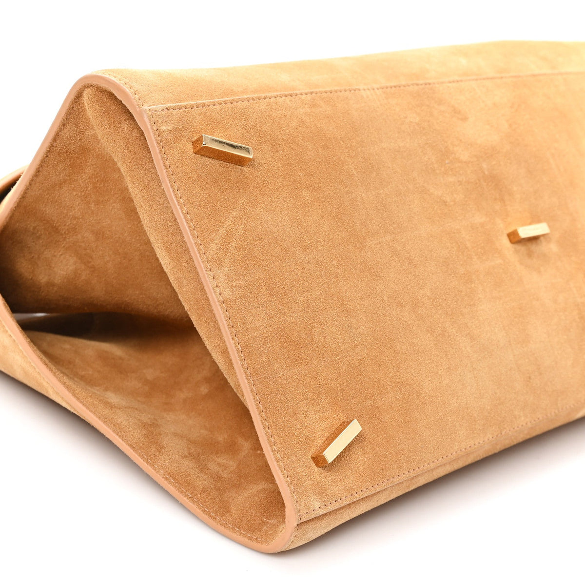 Large Calfskin Suede Handbag - Natural