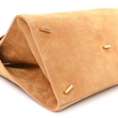 Large Calfskin Suede Handbag - Natural