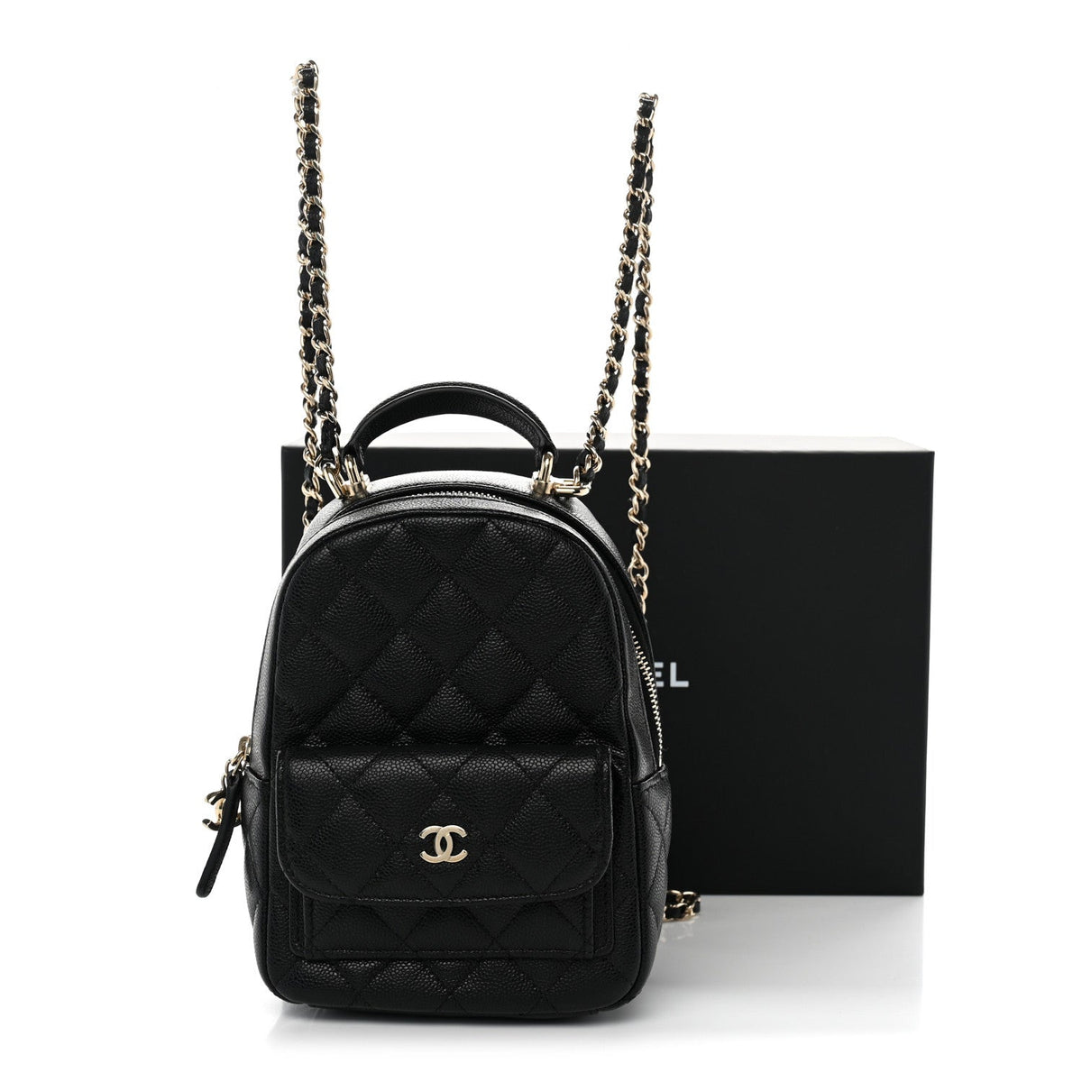 Mini Quilted Caviar Backpack - Black