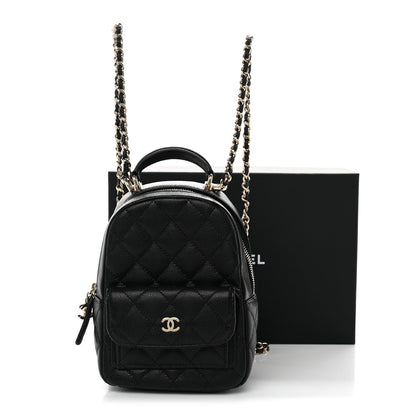Mini Quilted Caviar Backpack - Black