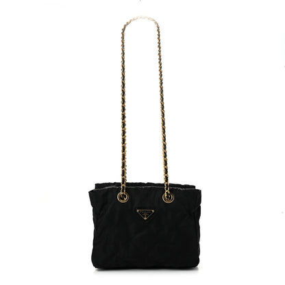 Quilted Nylon Tote Bag - Black