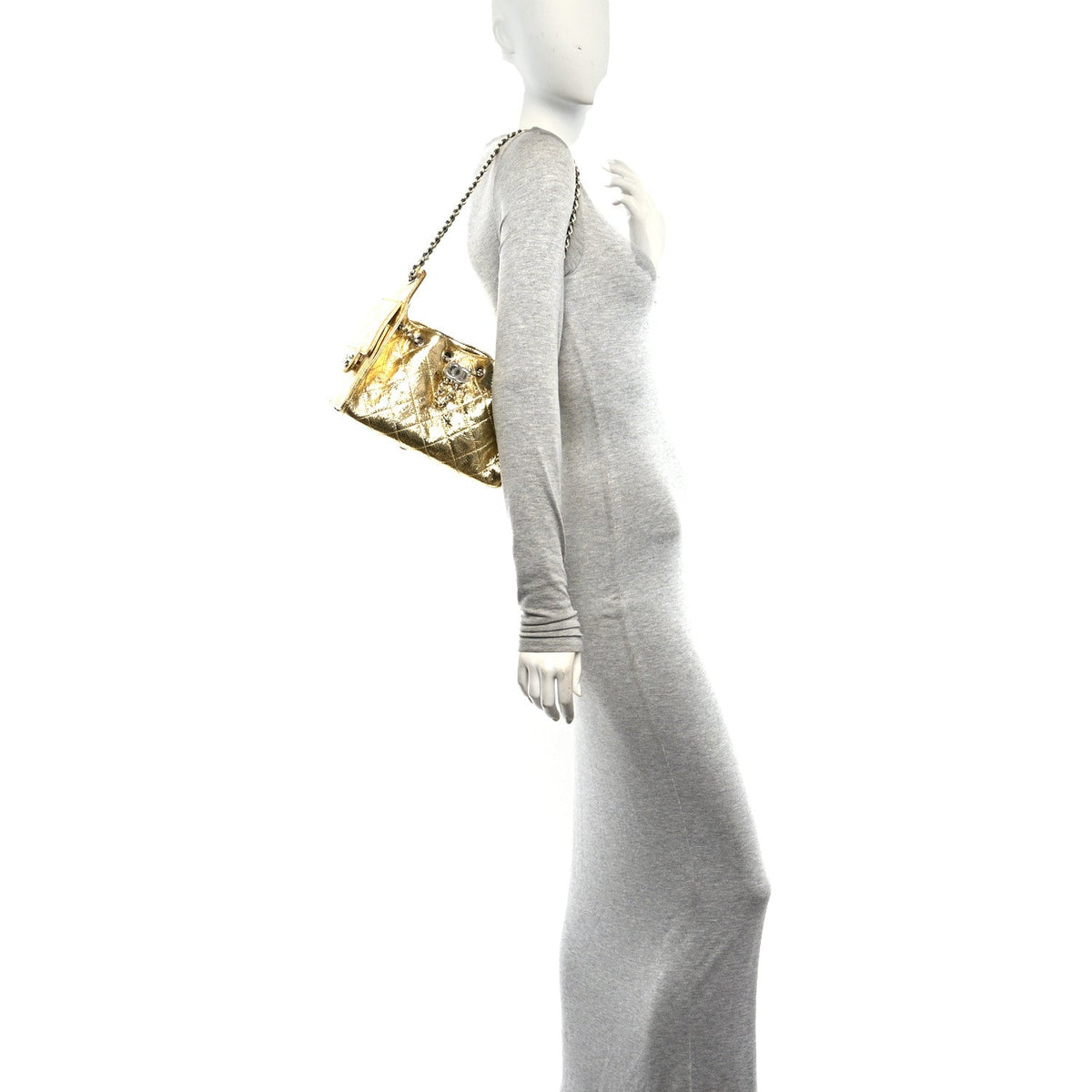 Mini Quilted Calfskin Handbag - Gold