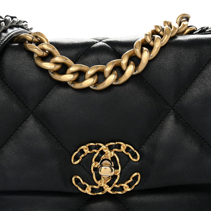 Medium Quilted Goatskin Flap Shoulder Bag - Black