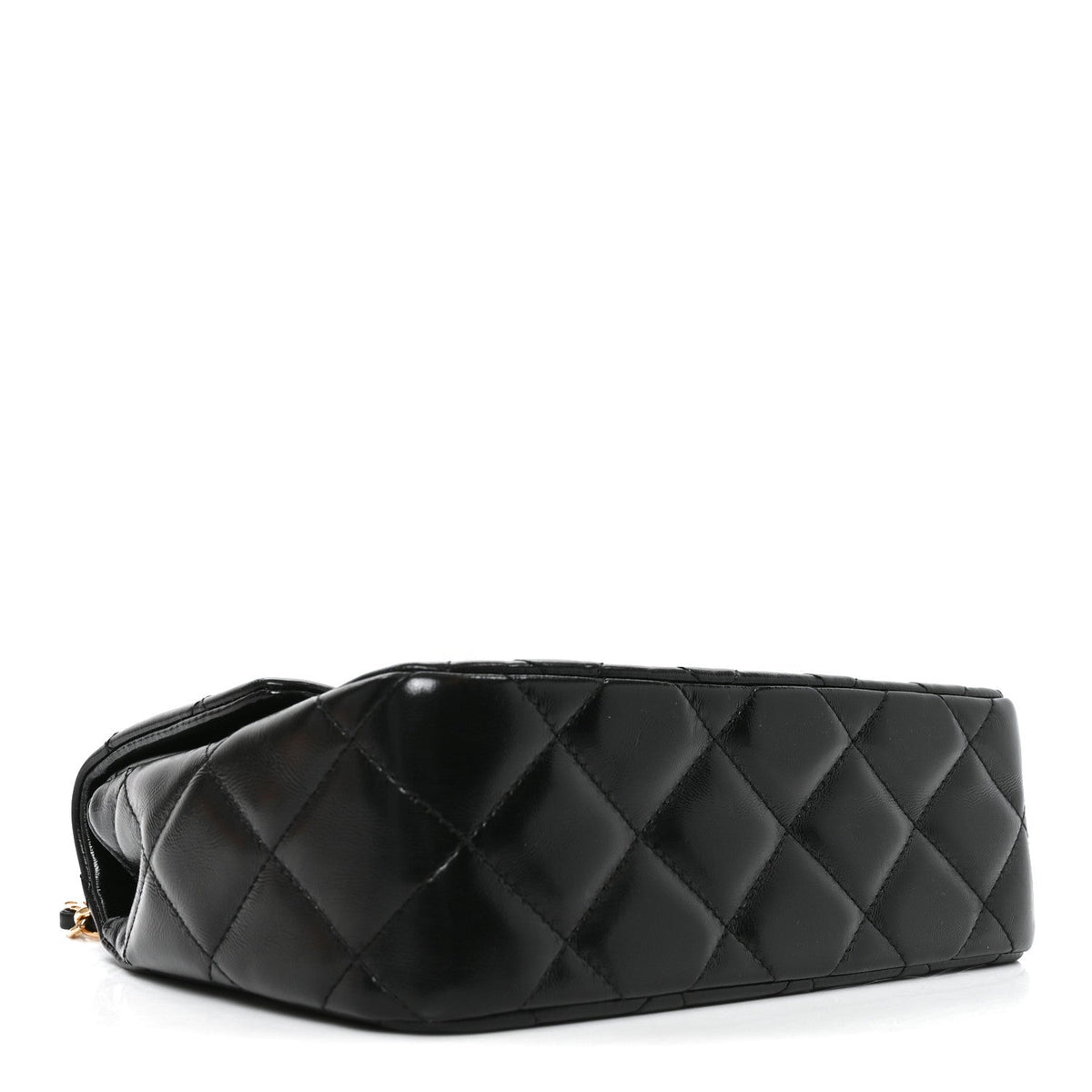 Quilted Lambskin Flap Shoulder Bag - Black