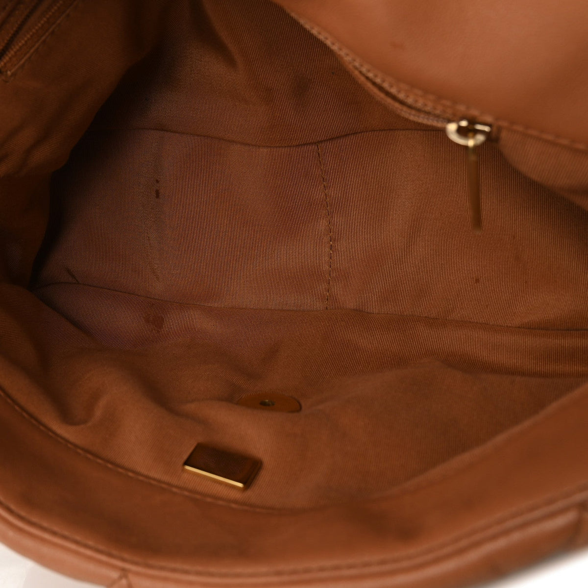 Large Quilted Lambskin Flap Shoulder Bag - Brown