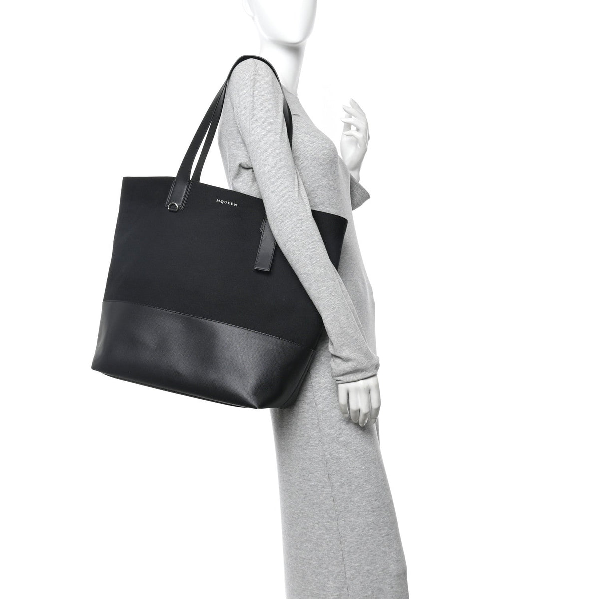 Calfskin Canvas Handbag - Black
